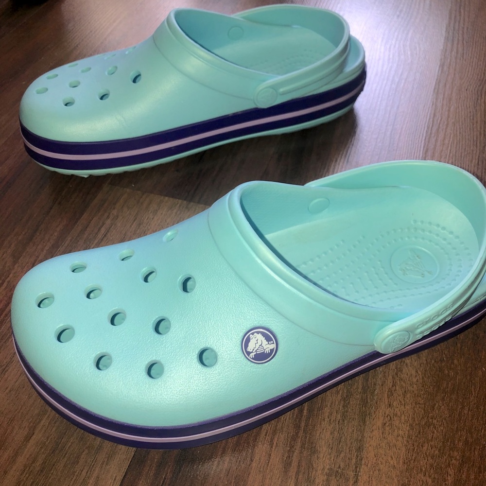 Turquoise/ purple CROCS crocband clog